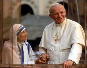 Papa Giovanni Paolo II e Madre Teresa di Calcutta