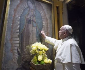 Papa Francesco e la Tilma della Virgin Morenita di Guadalupe (Messico)